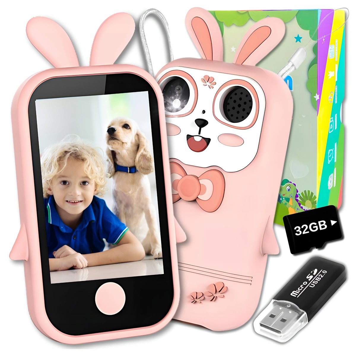 Telefon Dla Dzieci Zabawkowy Aparat Cyfrowy Edukacyjny Kamera + Karta 32Gb