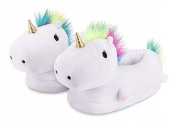 KAPCIE LACZKI ŚWIECĄCE UNICORN JEDNOROŻEC BIAŁE PREZENT TĘCZA WYGODNE
