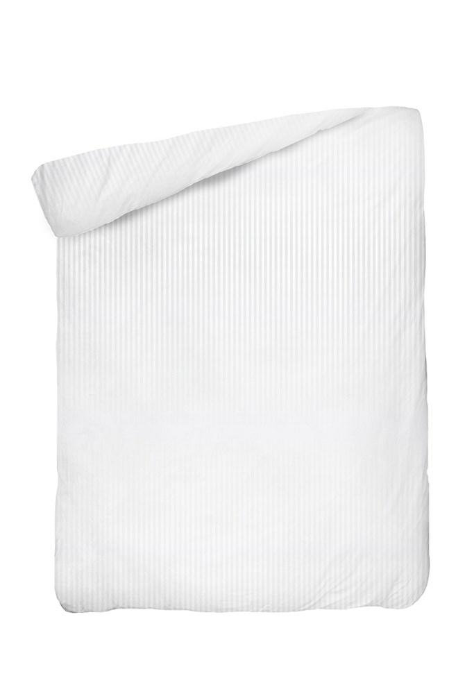 Poszwa bawełniana 140x200 na zakład 25 cm Adamaszkowa pasek 1 cm biała hotelowa PC