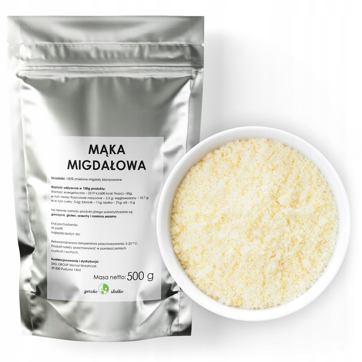 Mąka Migdałowa Mączka Migdały Mielone 500G
