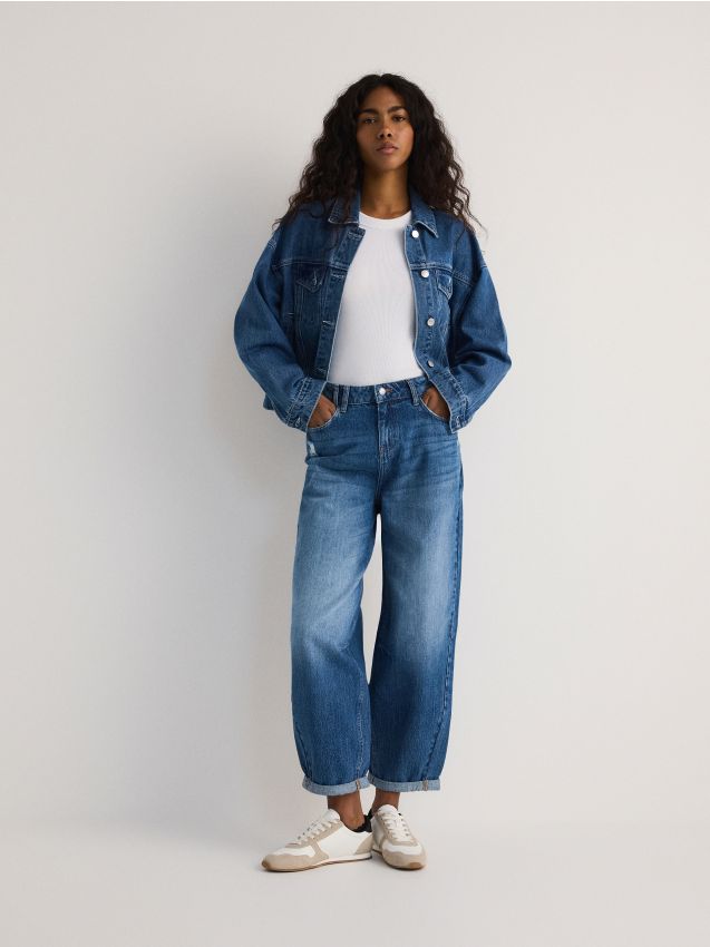 Reserved - Jeansy balloon fit - niebieski