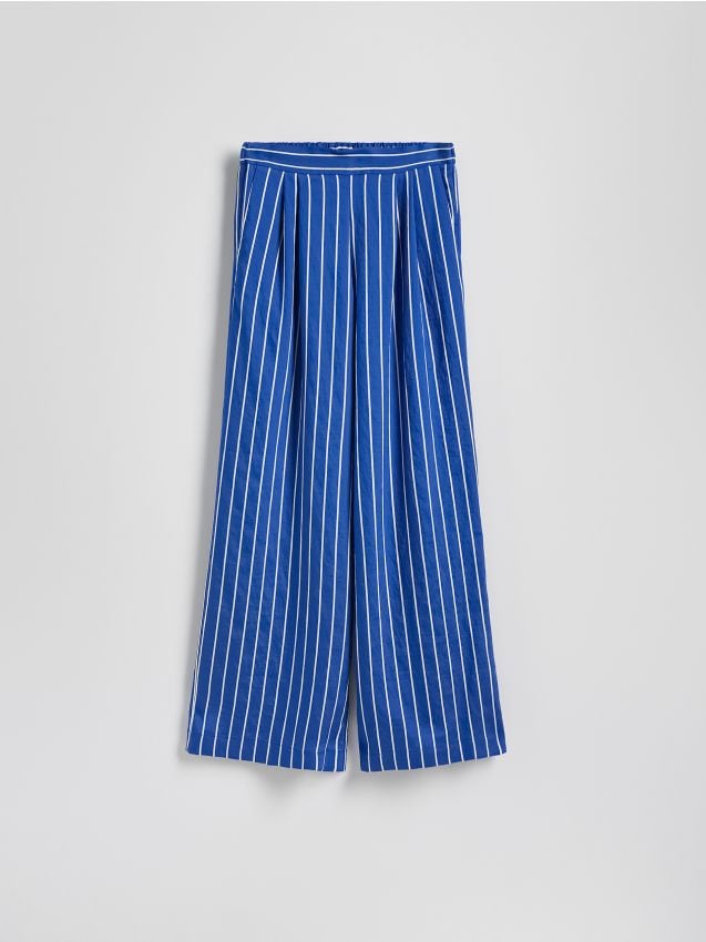 Reserved - Szerokie spodnie z lyocellu - niebieski