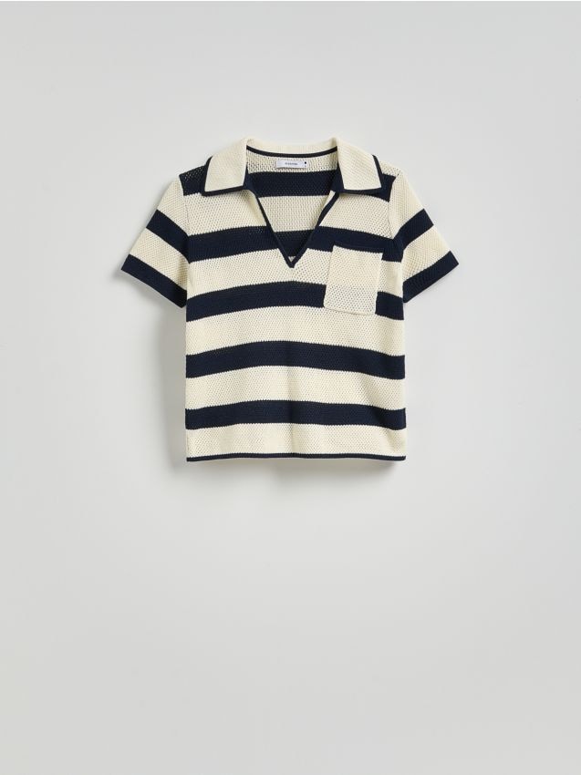 Reserved - Bawełniana bluzka polo - wielobarwny