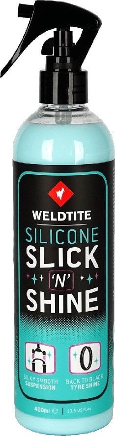 Weldtite Nabłyszczacz ochronny WELDTITE SILICONE SLICK 'N' SHINE 400 ml, Do opon, goleni amortyzatorów i amortyzowanych sztyc NEW 2025