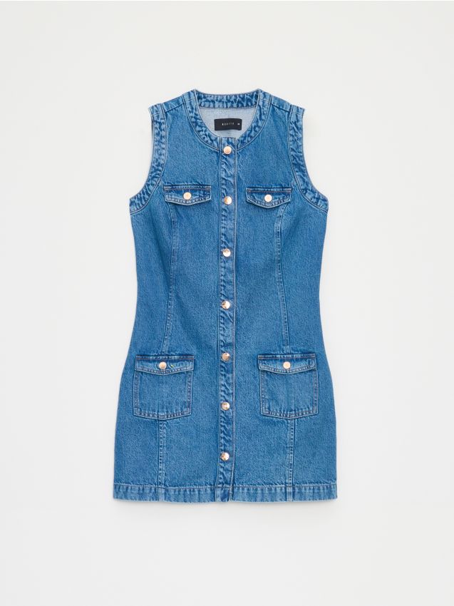 Mohito - Jeansowa sukienka mini - niebieski