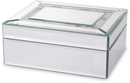 Szkatułka kasetka na biżuterię szklana glamour srebrna 8x19x15cm 169300