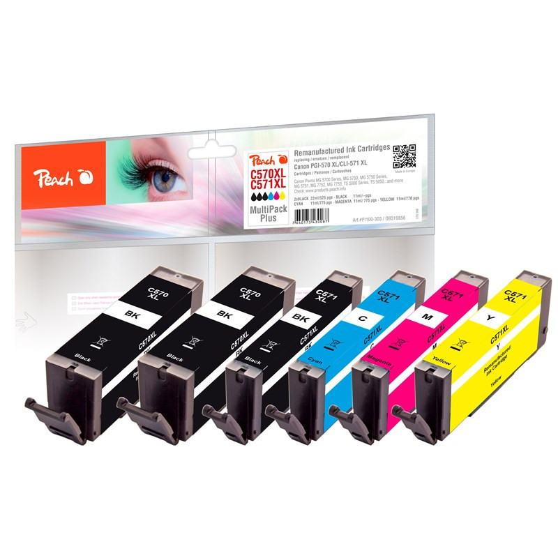 Tusz Peach Canon PGI-570XL/CLI-571XL MultiPack Plus, 2x22, 4x11 ml - CMYK