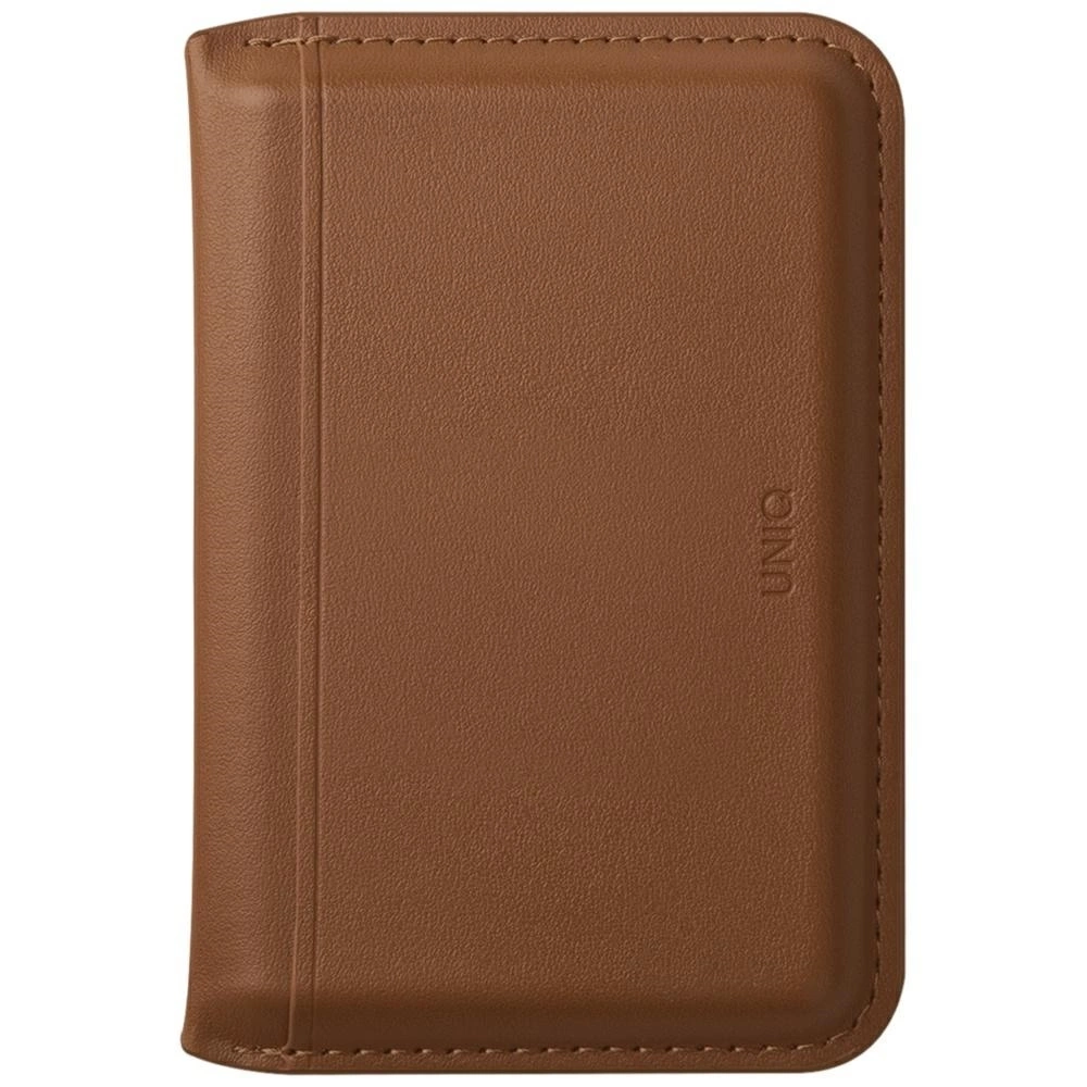 Portfel magnetyczny RFID UNIQ Lyden DS ze stojakiem na telefon - brązowy