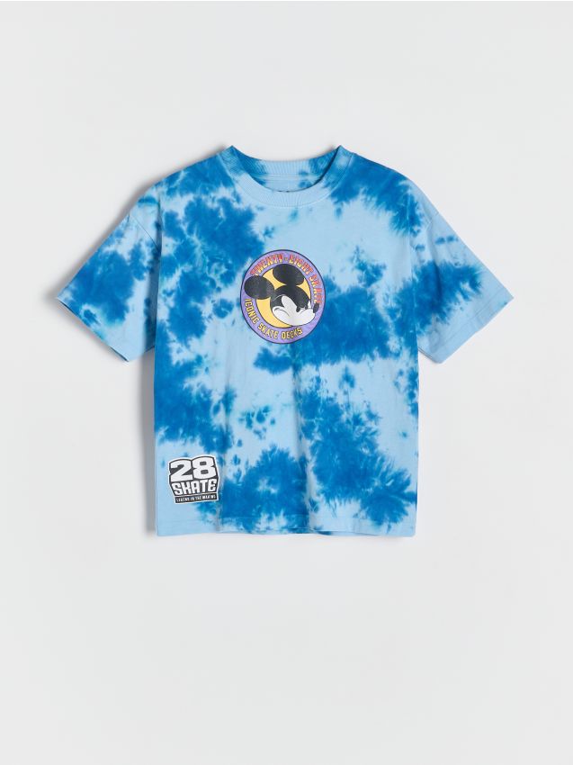 Reserved - Bawełniany t-shirt Mickey Mouse - jasnoniebieski