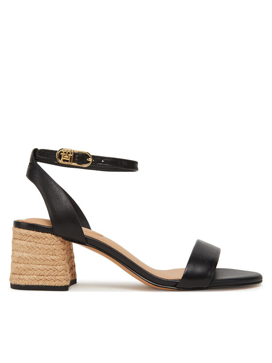 Tommy Hilfiger Espadryle Leather Ankle Strap Espad Sandal FW0FW08533 Czarny