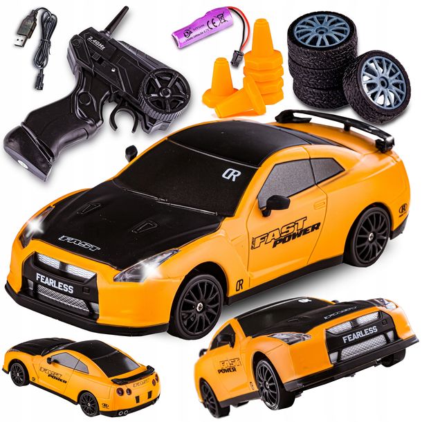 Samochód Drift ZDALNIE Sterowany RC Auto na PILOTA do DRIFTU 4x4 Pachołki