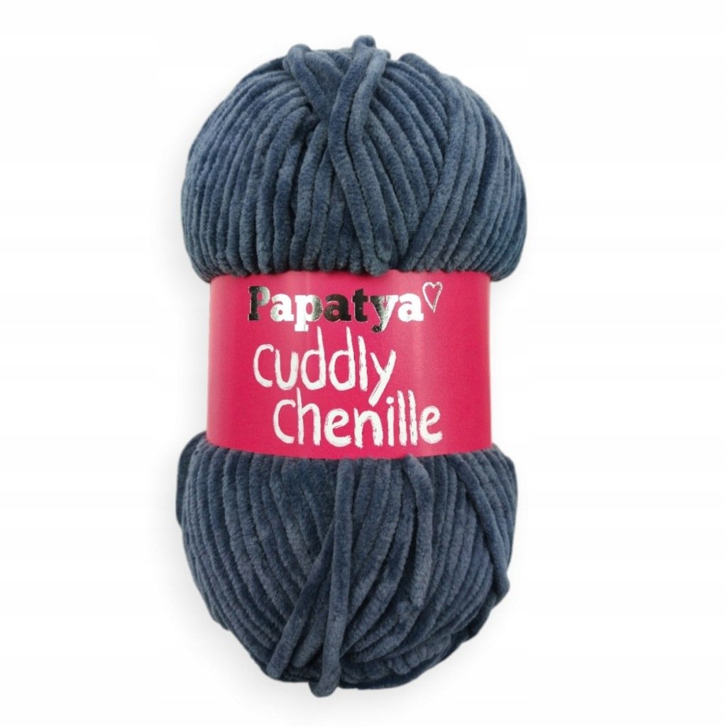 Włóczka Papatya Cuddly Chenille GRUBA Poliestrowa Miękka 100g C. SZARY 2560