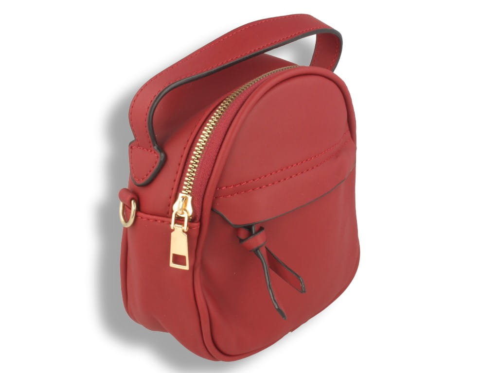 Torebka damska mała czerwona z paskiem