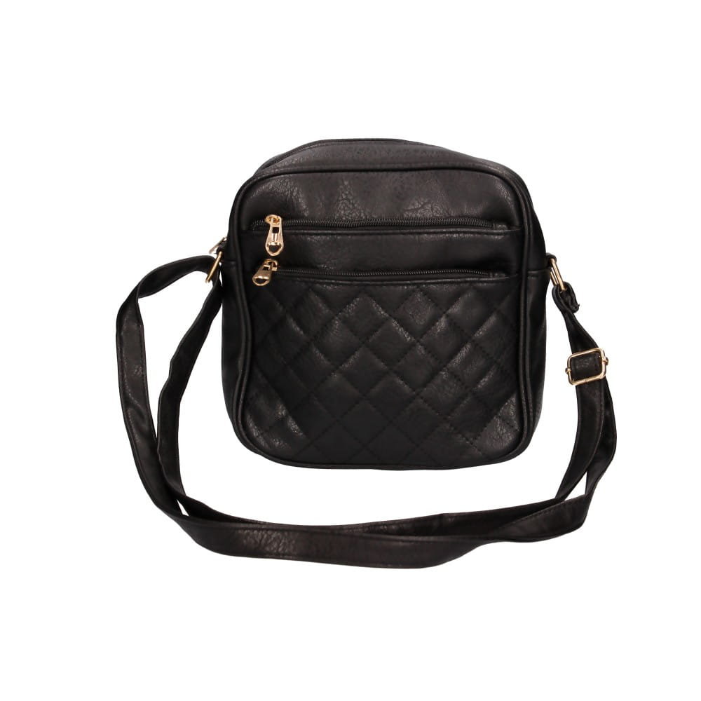 Torebka Damska listonoszka kwadratowa pikowana czarna