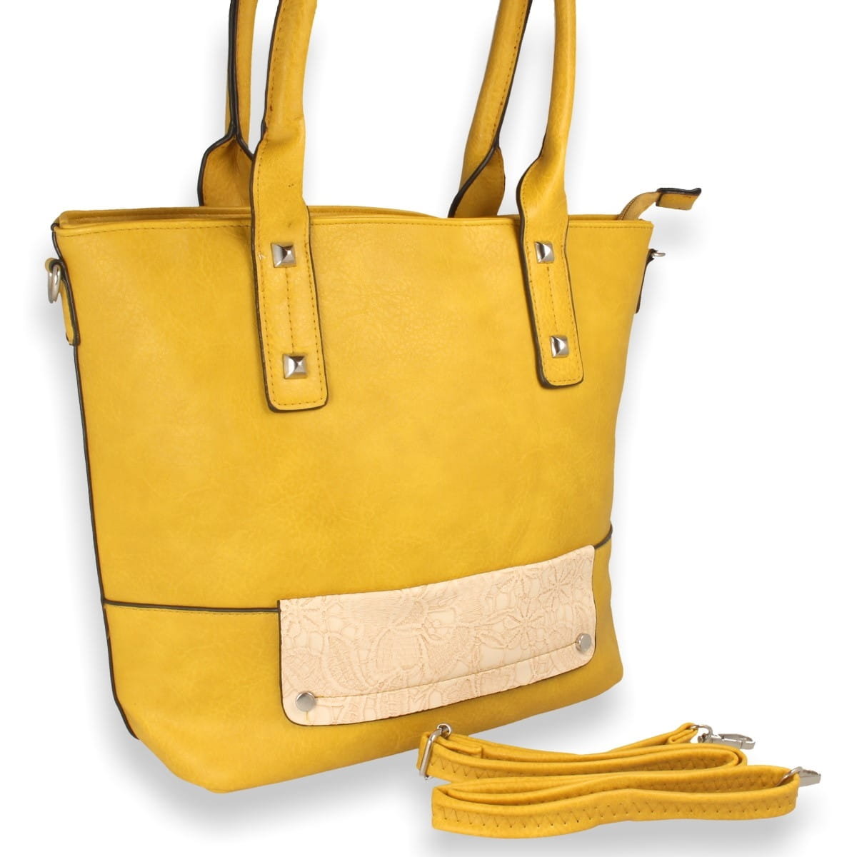 Torebka damska klasyczna z długim paskiem żółta