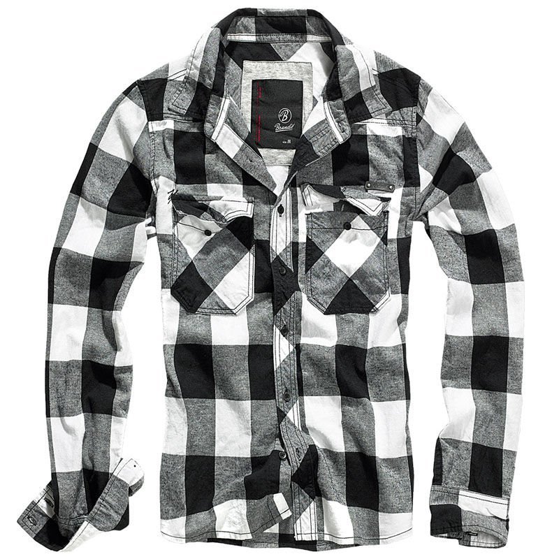 Brandit Koszula w Kratę Check Shirt Czarno-Biała - L