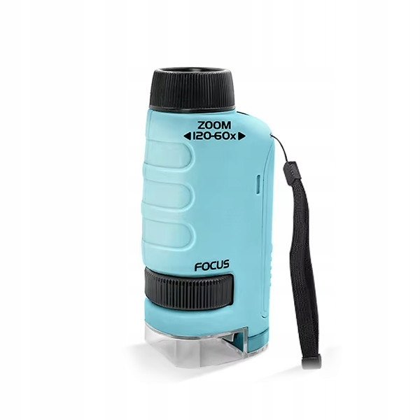 Mikroskop kieszonkowy regulowany 60x - 120x z podświetleniem LED NIEBIESKI