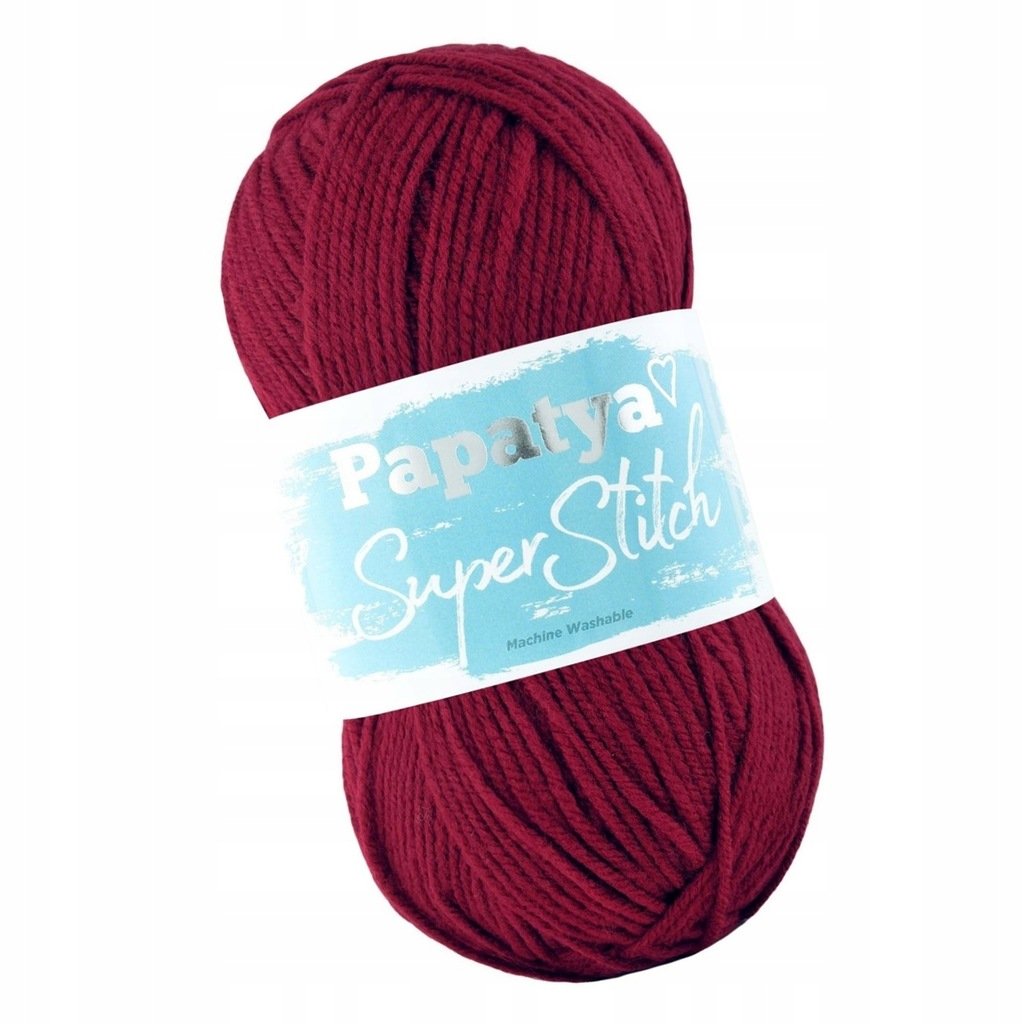 Włóczka PAPATYA SUPER STITCH AKRYLOWA GRUBA AKRYL 100% kolor BORDOWY 3230