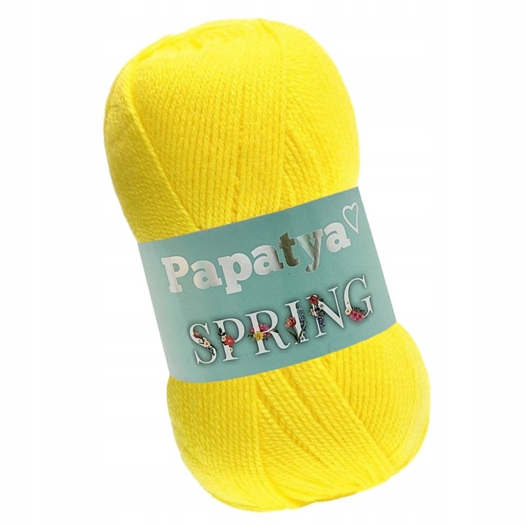 Włóczka PAPATYA SPRING AKRYLOWA Kamgarn Cienki AKRYL 100% KOLOR ŻÓŁTY 7850