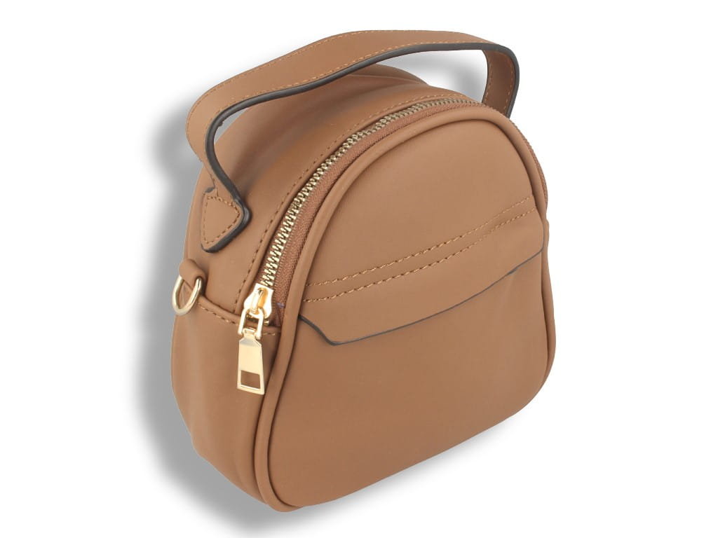 Torebka damska mała jasno-brązowa z paskiem