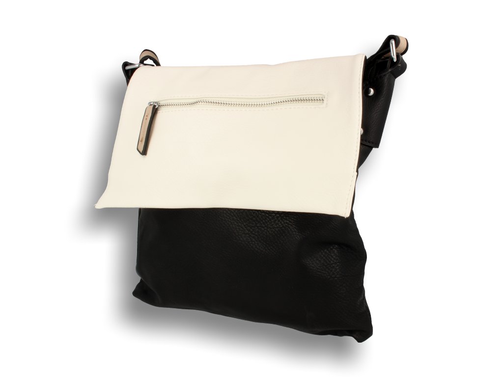 Torebka damska z długim paskiem, listonoszka, czarno - biała