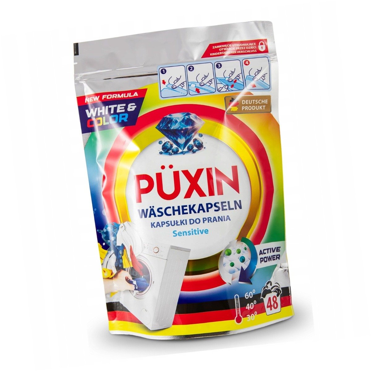 KAPSUŁKI DO PRANIA PUXIN Sensitive White & Color 48 Sztuk