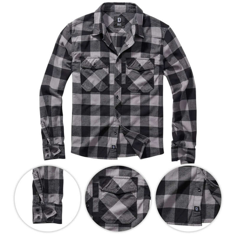 Brandit Koszula w Kratę Check Shirt Czarno-Grafitowa - 5XL