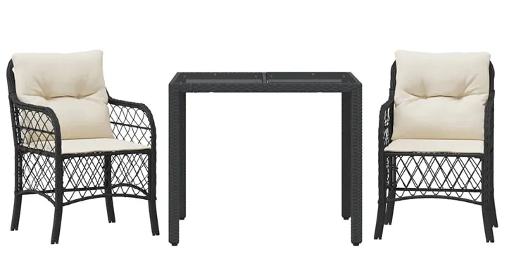 EDINOS Czarny zestaw ogrodowy z kremowymi poduszkami H0-K66