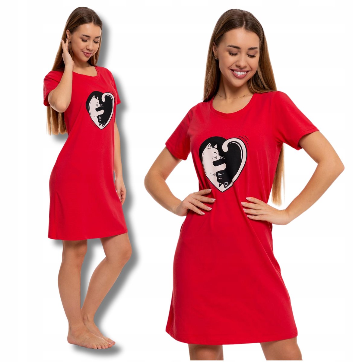 KOSZULA NOCNA DAMSKA MORAJ Piżama z krótkim rękawem bawełniana KOTY r. S