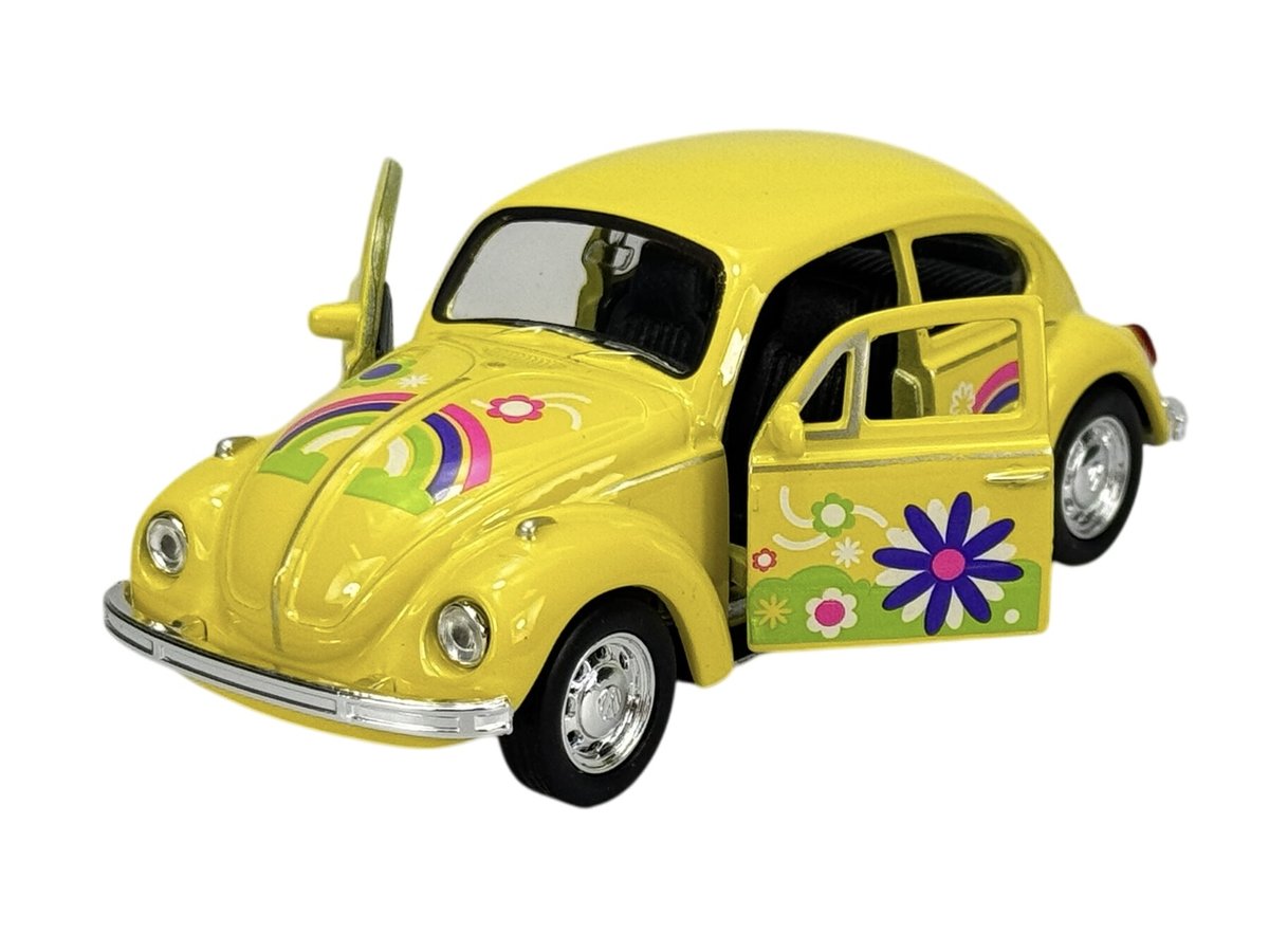 WELLY VW VOLKSWAGEN BEETLE Z DACHEM ŻÓŁTY W KWIATKI 1:34 42343