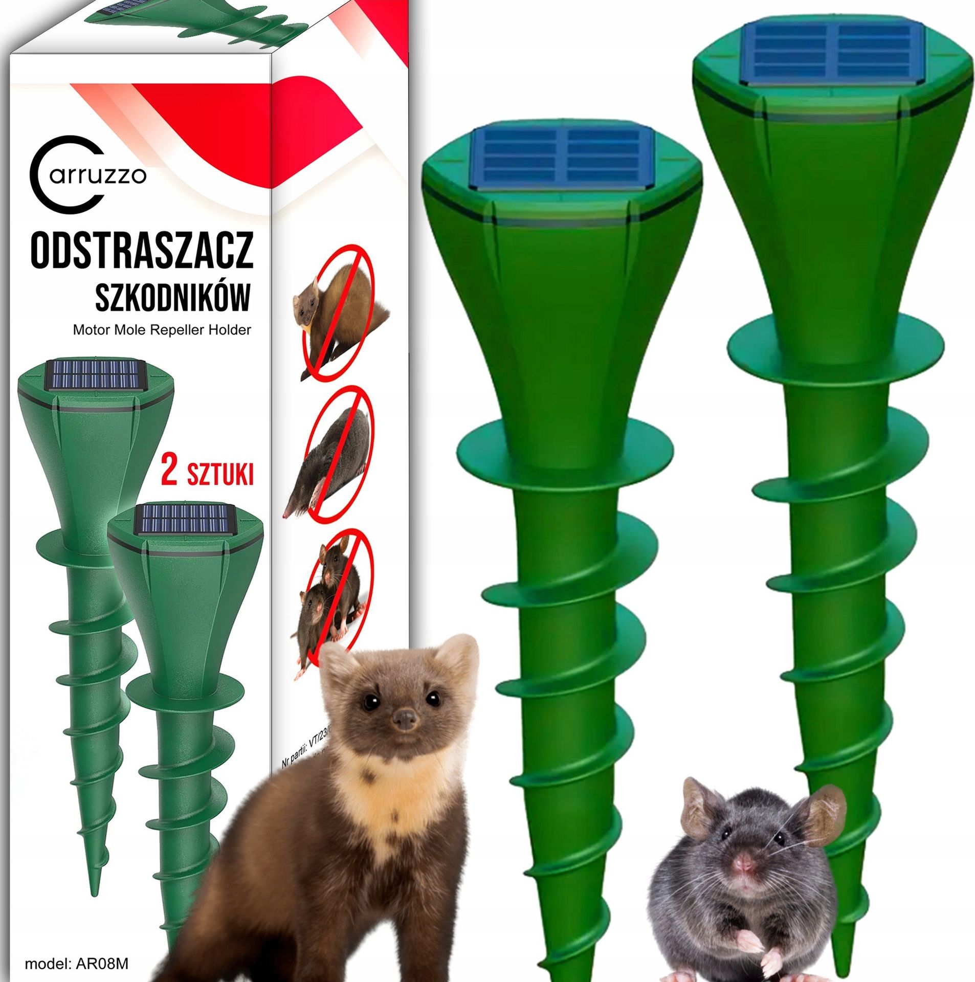 Carruzzo K751D3 ODSTRASZACZ KRETÓW SOLARNY WKRĘCANY 2szt