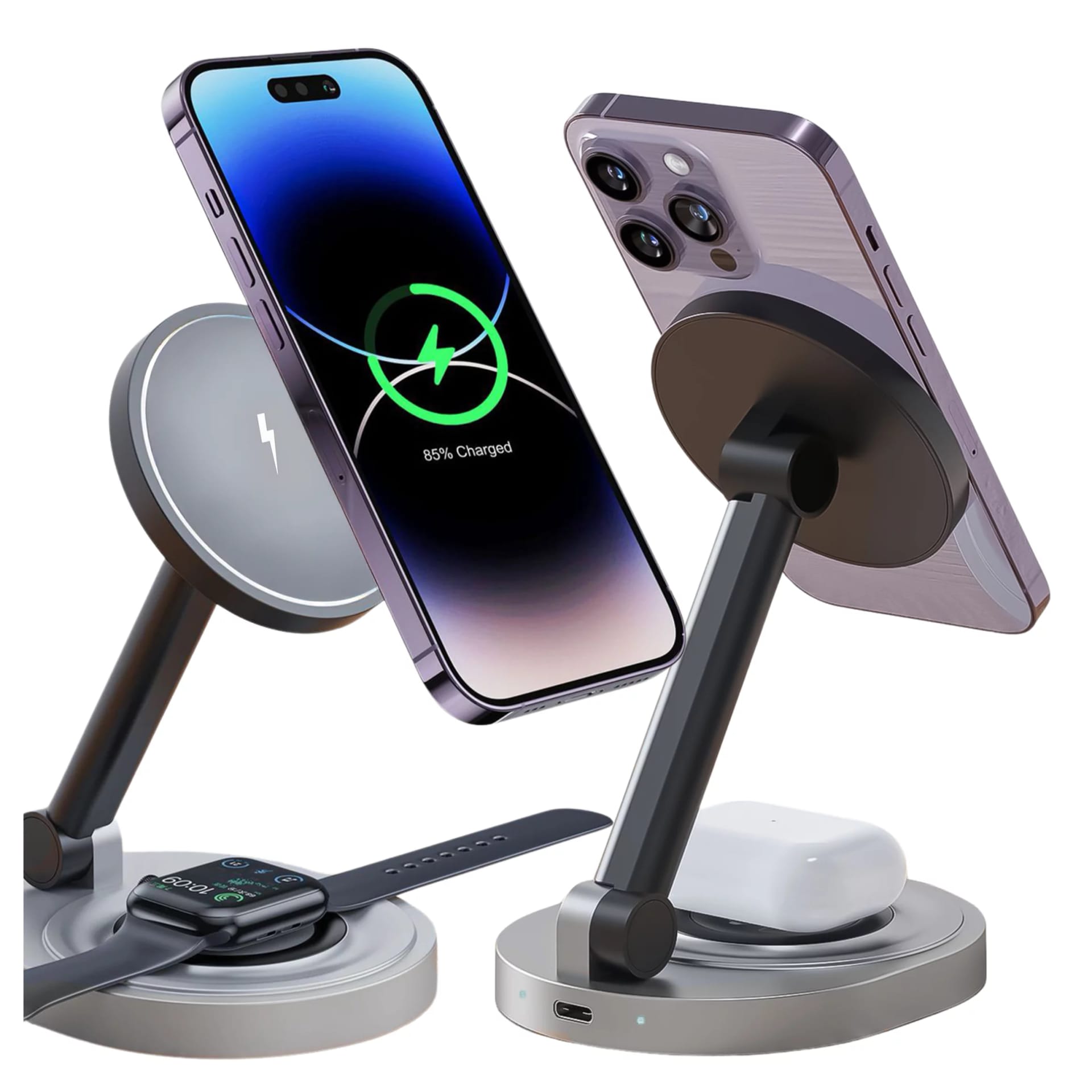 Ładowarka indukcyjna bezprzewodowa stacja Alogy 2w1 QI do Apple iPhone AirPods do MagSafe Czarna