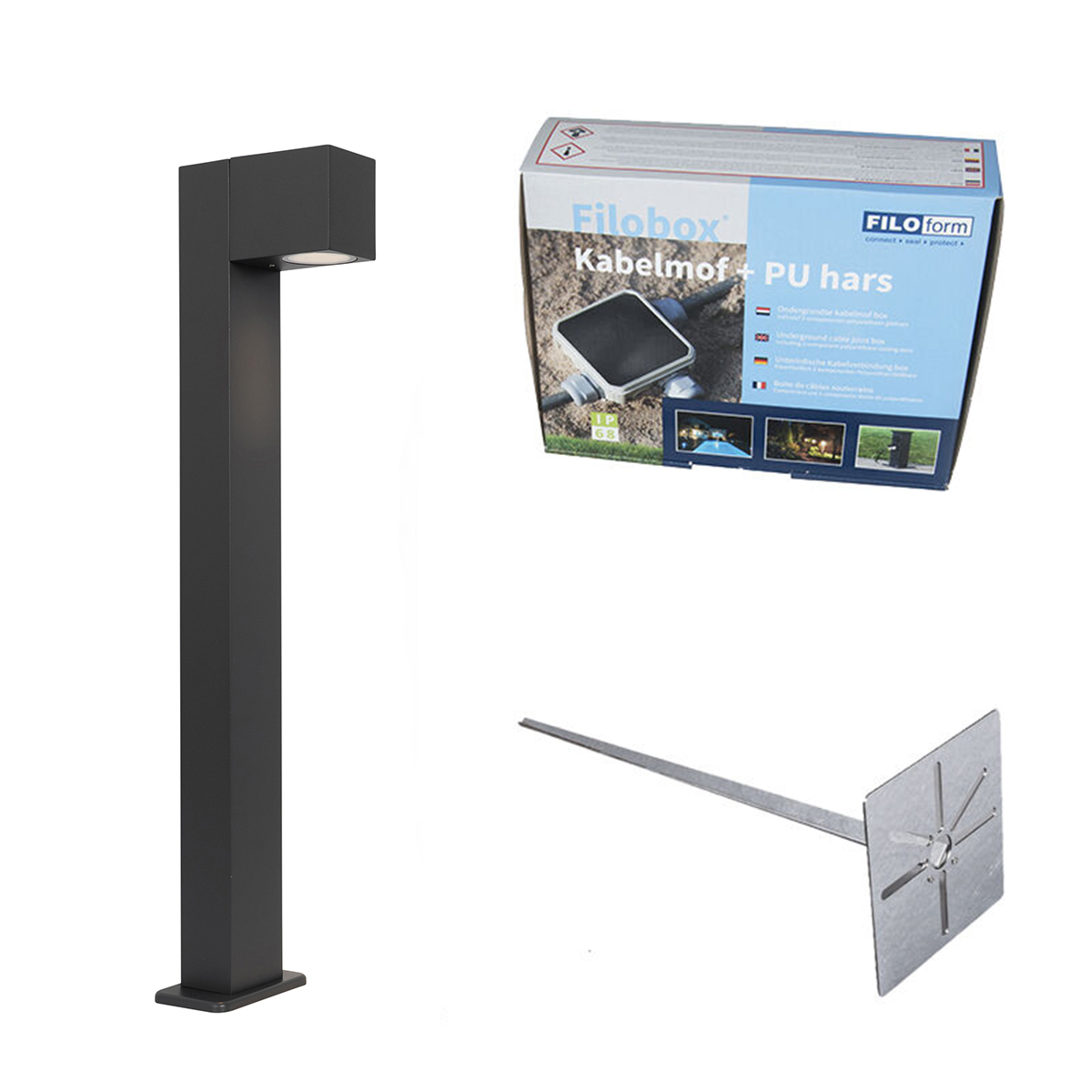 QAZQA Industrialna lampa zewnętrzna stojąca ciemnoszara 65 cm IP44 - Baleno
