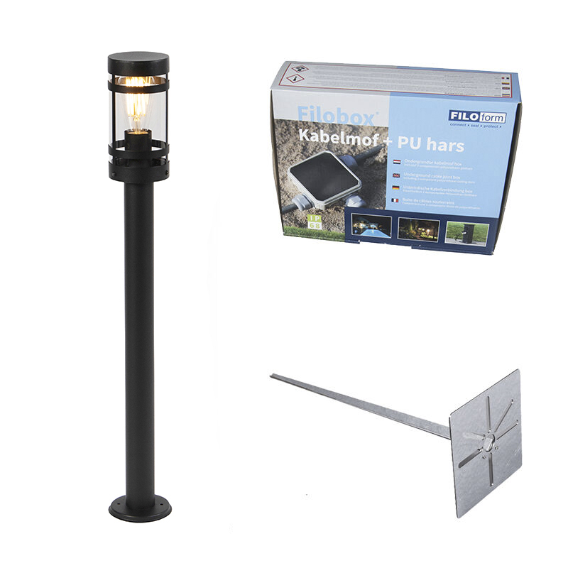 QAZQA Nowoczesna lampa zewnętrzna czarna 80 cm IP44 - Gleam