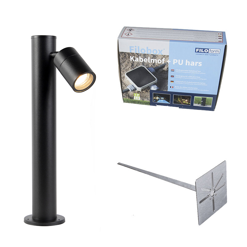 QAZQA Lampa zewnętrzna czarna 45cm IP44 regulowana - Solo