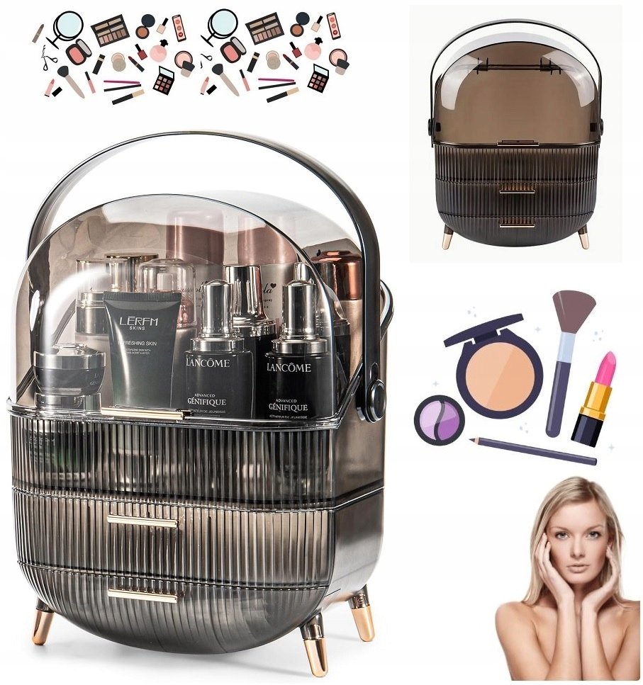 Organizer KUFER Szkatułka TOALETKA na Kosmetyki z szufladami XXL mobilna