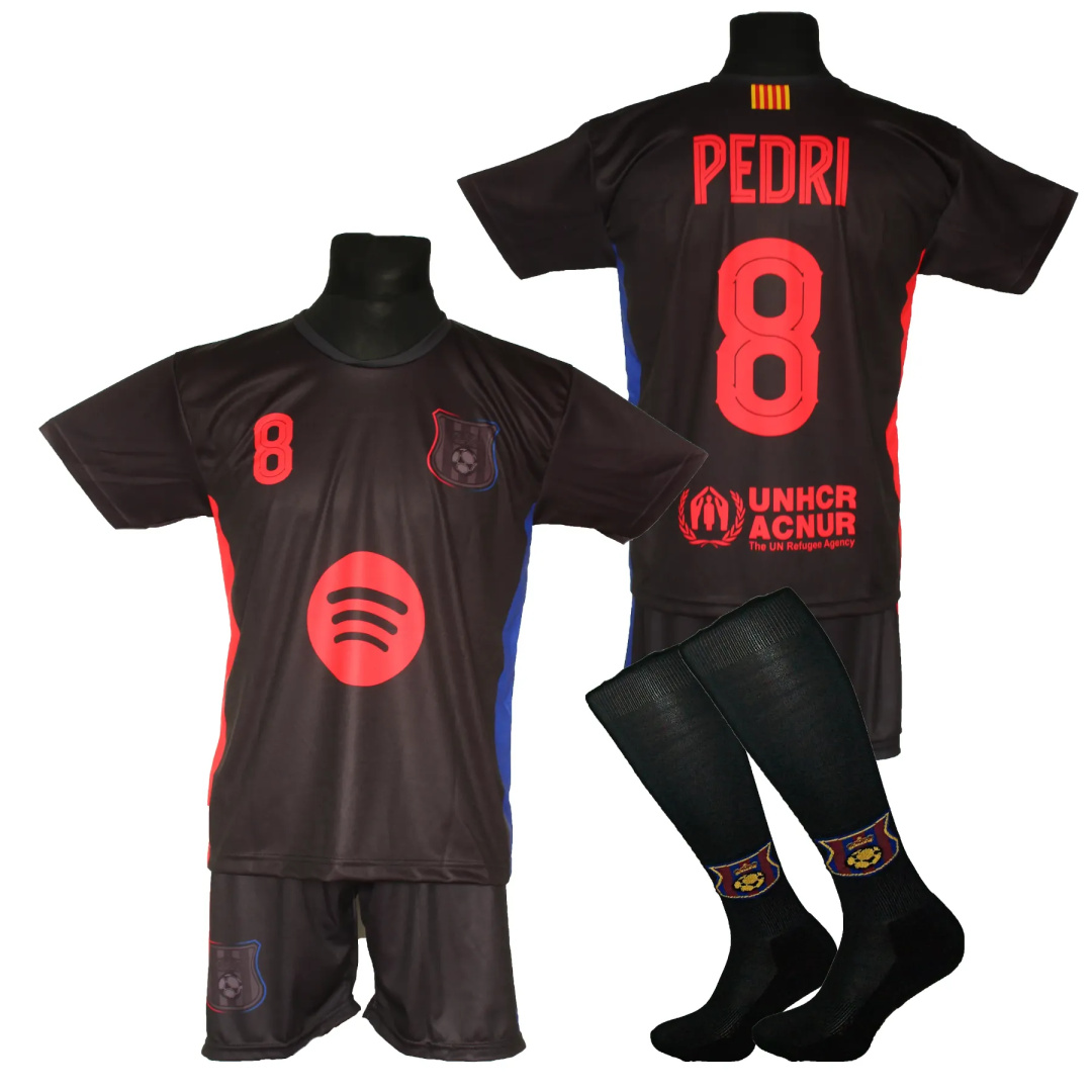 Strój piłkarski dla dzieci PEDRI Barcelona - komplet sportowy + gratis