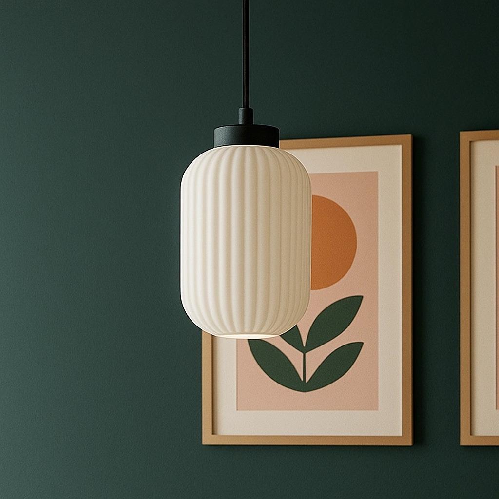 Lampa wisząca z białym, ryflowanym kloszem K-5730 z serii VILAR
