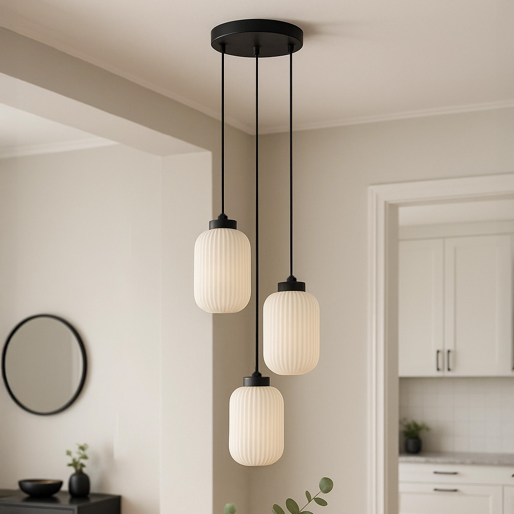 Lampa wisząca do salonu, czarno-biała, 3 x E27 K-5735 z serii VILAR
