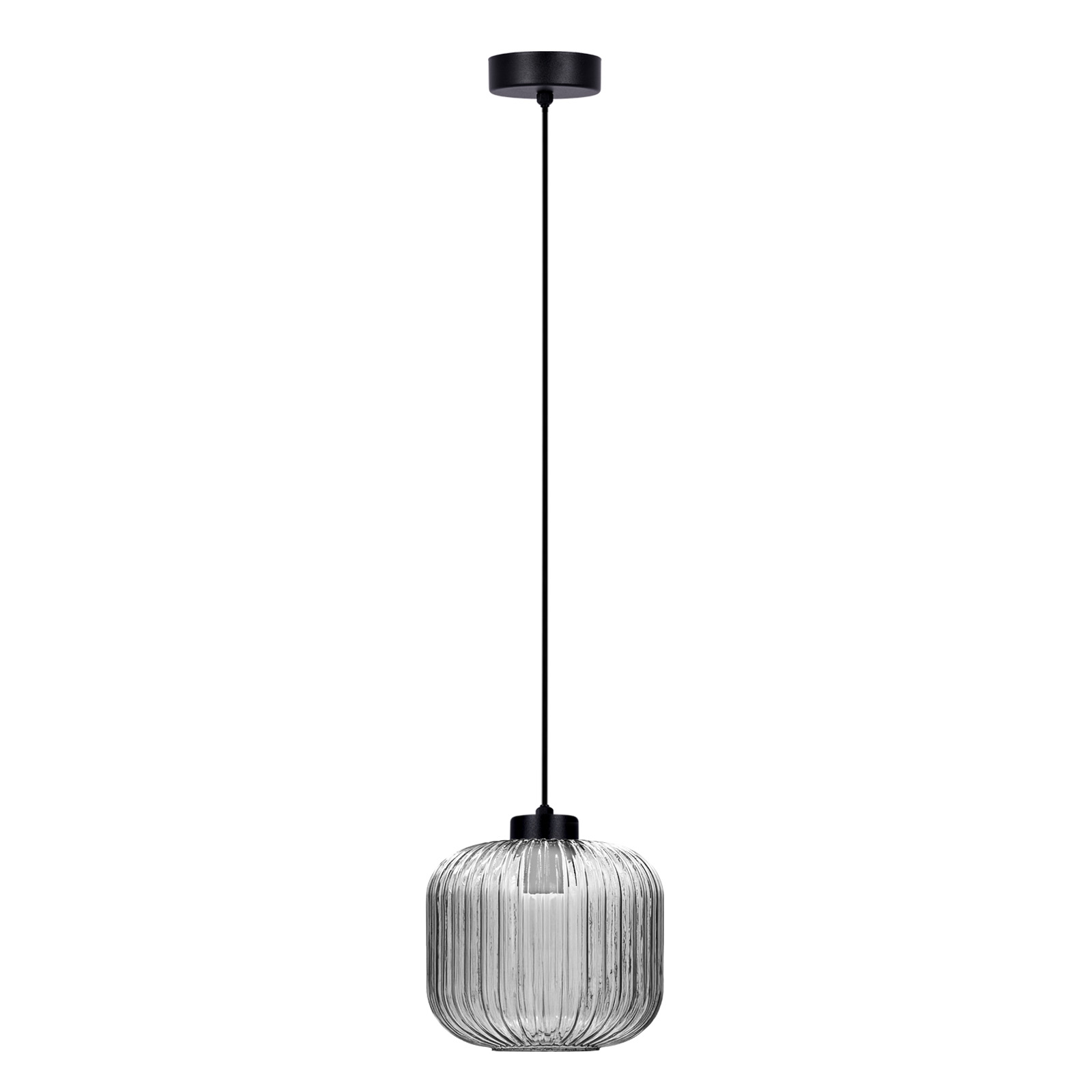 Lampa wisząca z dymionym, ryflowanym kloszem K-5660 z serii CAMPO