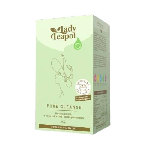 BiFix Lady Teapot Pure Cleanse Herbata zielona z trawą cytrynową i skórką pomarańczy, 20x2g -> Wysyłka 8,90 - odbiór w Żabce