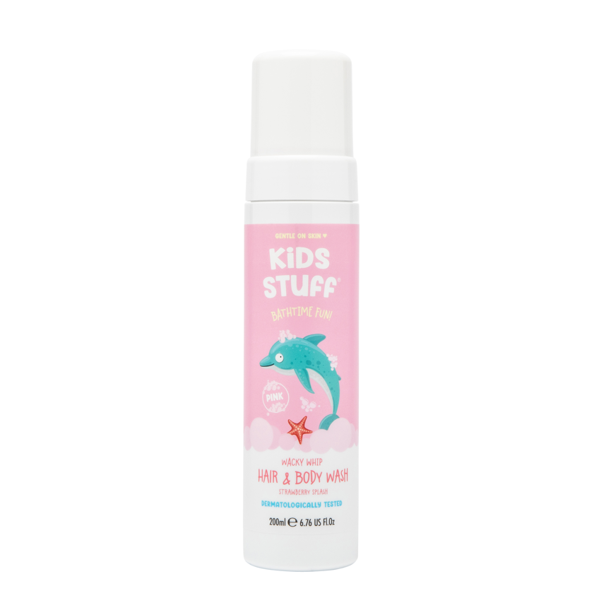 Kids Stuff Pianka do mycia ciała i włosów o zapachu truskawkowym, w kolorze różowym