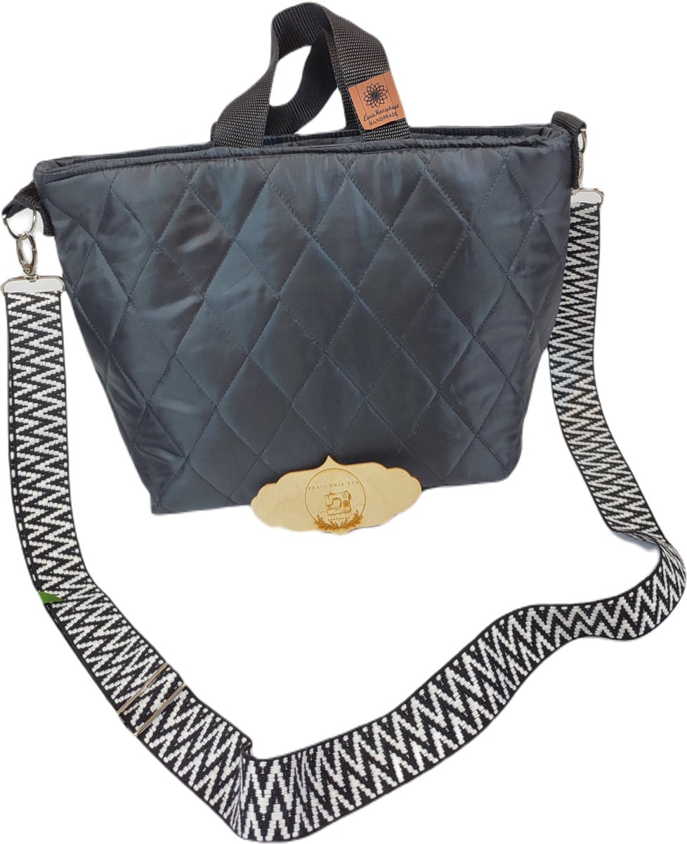 Torba Handmade Shoper Pikowana Zieleń Pojemna Miejska Listonoszka