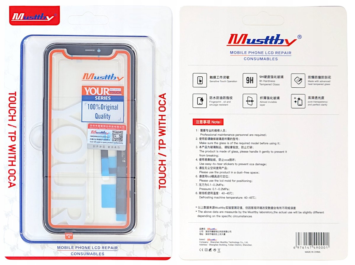 ORYGINAŁ SZYBA SZKŁO WYŚWIETLACZA DOTYK DO IPHONE 11 MUSTTBY BEZ CHIP RAMKA