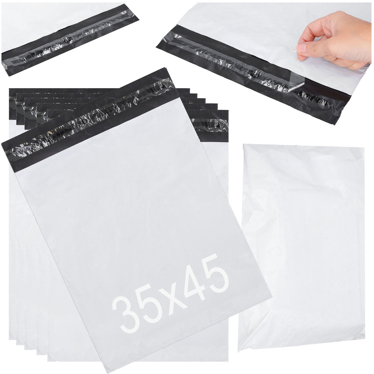 Foliopaki kurierskie mocne 350x450 mm białe 100 sztuk