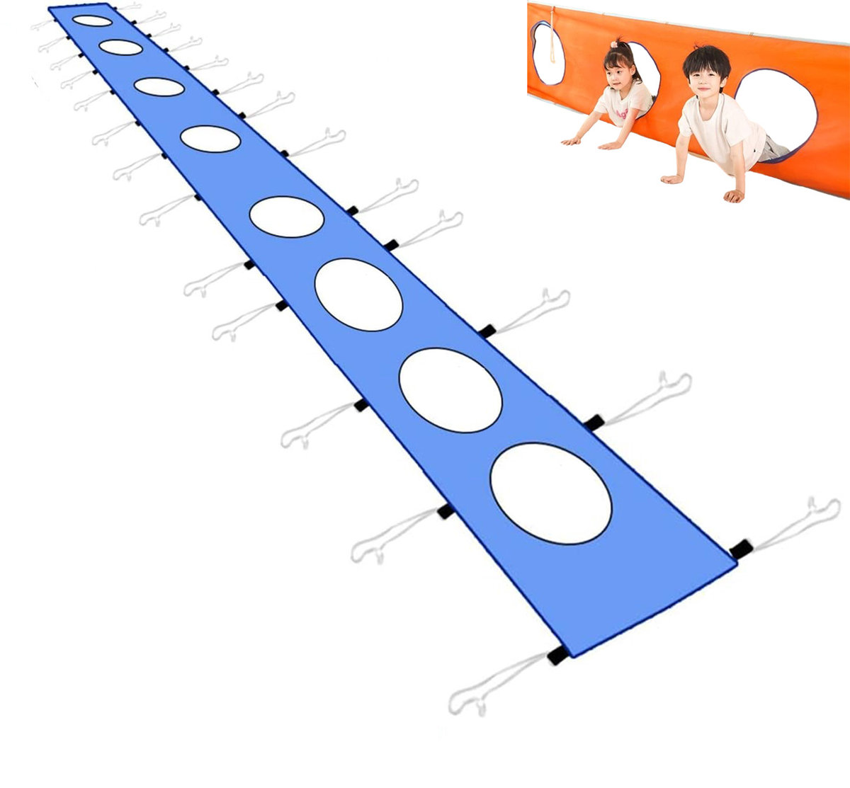 Tunel animacyjny mata animacyjna 8m z otworami chusta animacja outdoor zabawa na dworze integracja