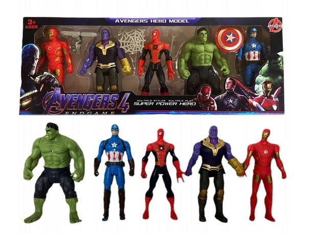 AVENGERS Zestaw Figurki 5 Figurek Duże Ameryka Spiderman Batman Hulk Iron