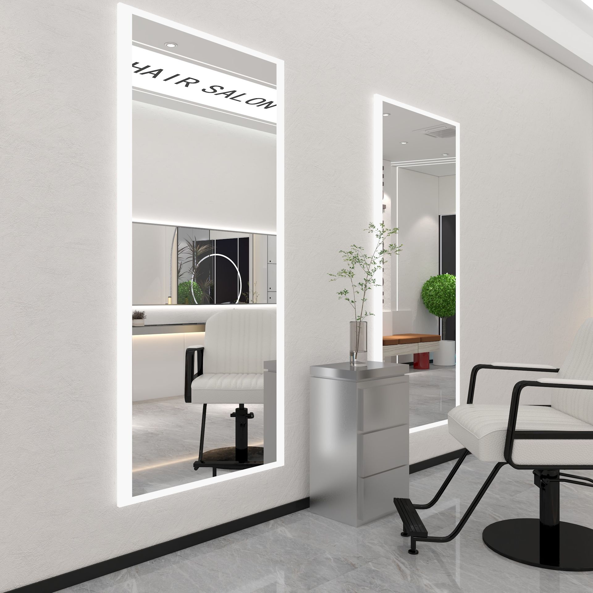 Konsola konsoleta fryzjerska barberska lustro fryzjerskie LED rama aluminiowa 200x80 PRO