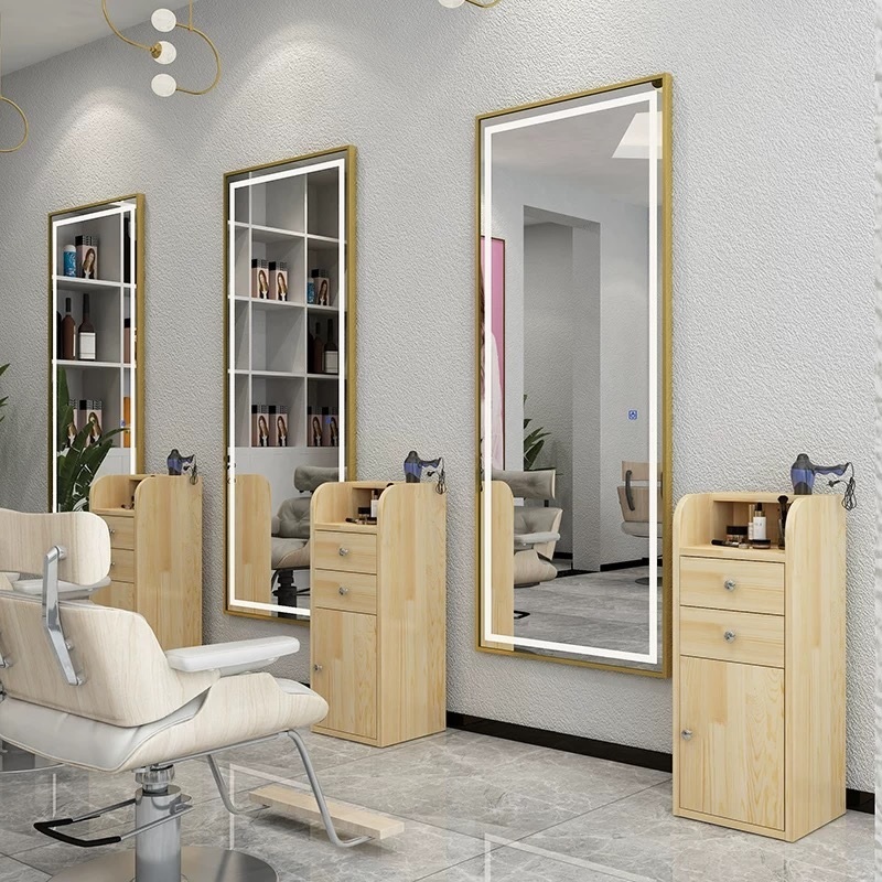 Konsola konsoleta fryzjerska barberska lustro fryzjerskie LED rama aluminiowa 180x70 STD