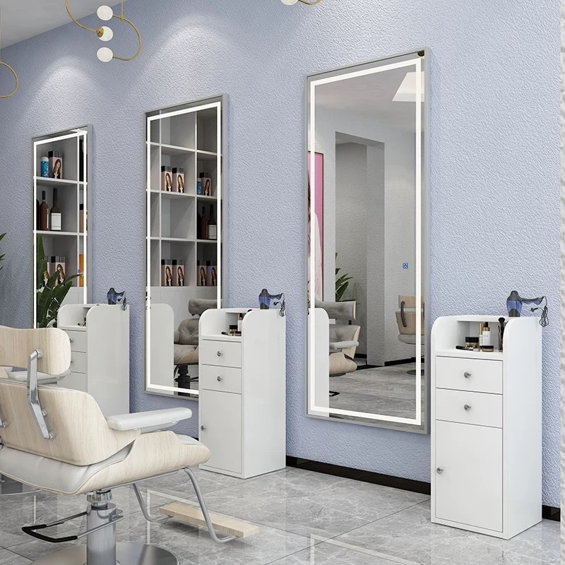 Konsola konsoleta fryzjerska barberska lustro fryzjerskie LED rama aluminiowa 180x70 STD